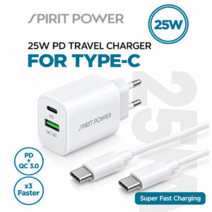 מטען קיר מהיר 25W עם כבל PD Type-C